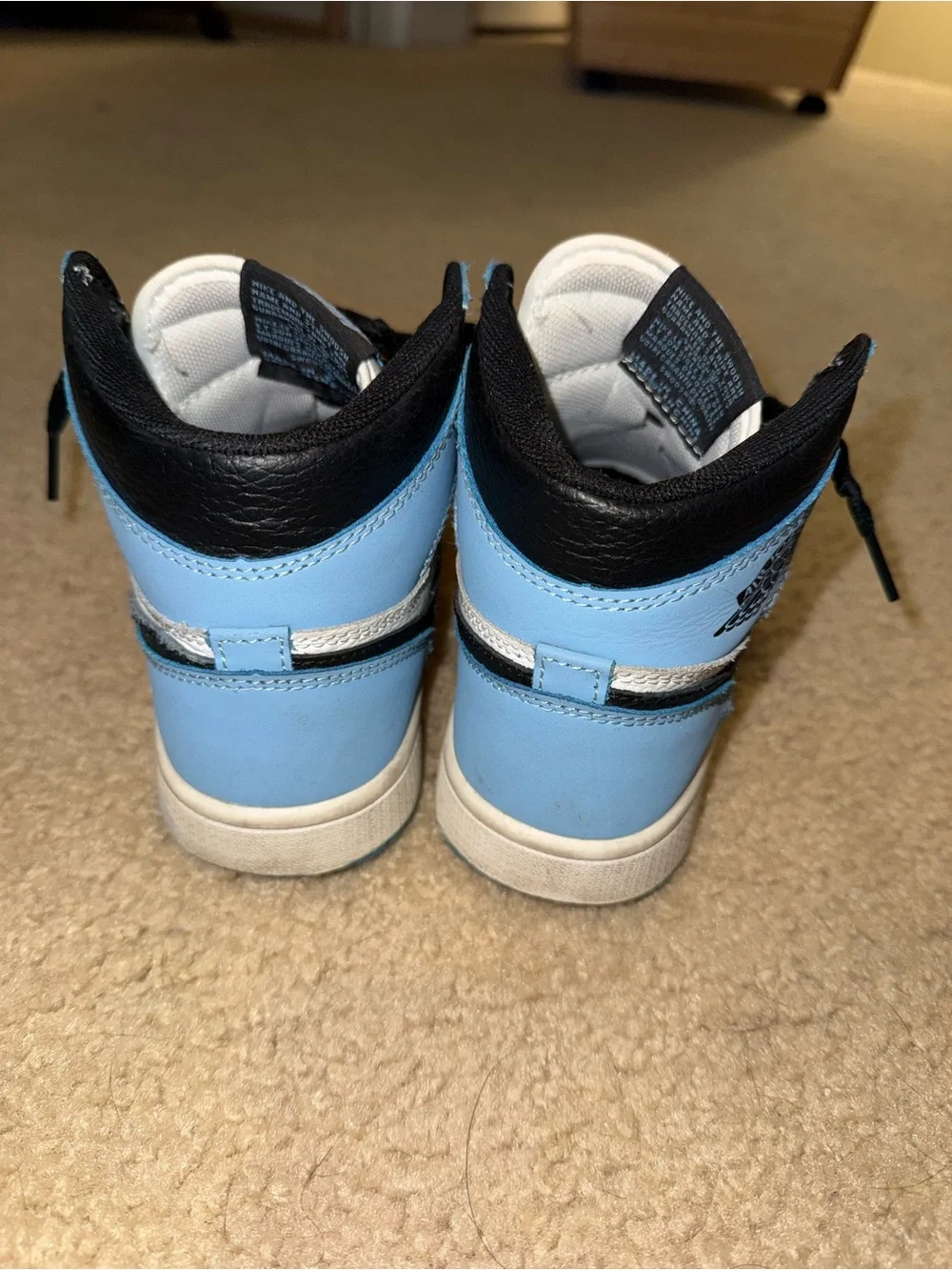 Nike Air Jordan 1 Mid — UNC White & Light Blue with Black Swoosh